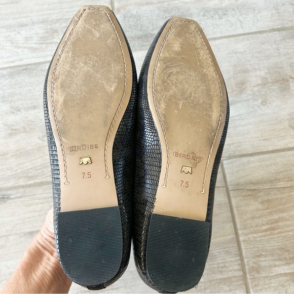 Birdies The Crane Leather Flat Square Toe Ballet Flats Espresso Gray Women's - Picture 6 of 10